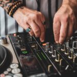 dj, pioneer, rings, hands, close up, tattoo, music, vinyl, record
