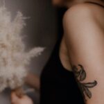 black and white floral tattoo